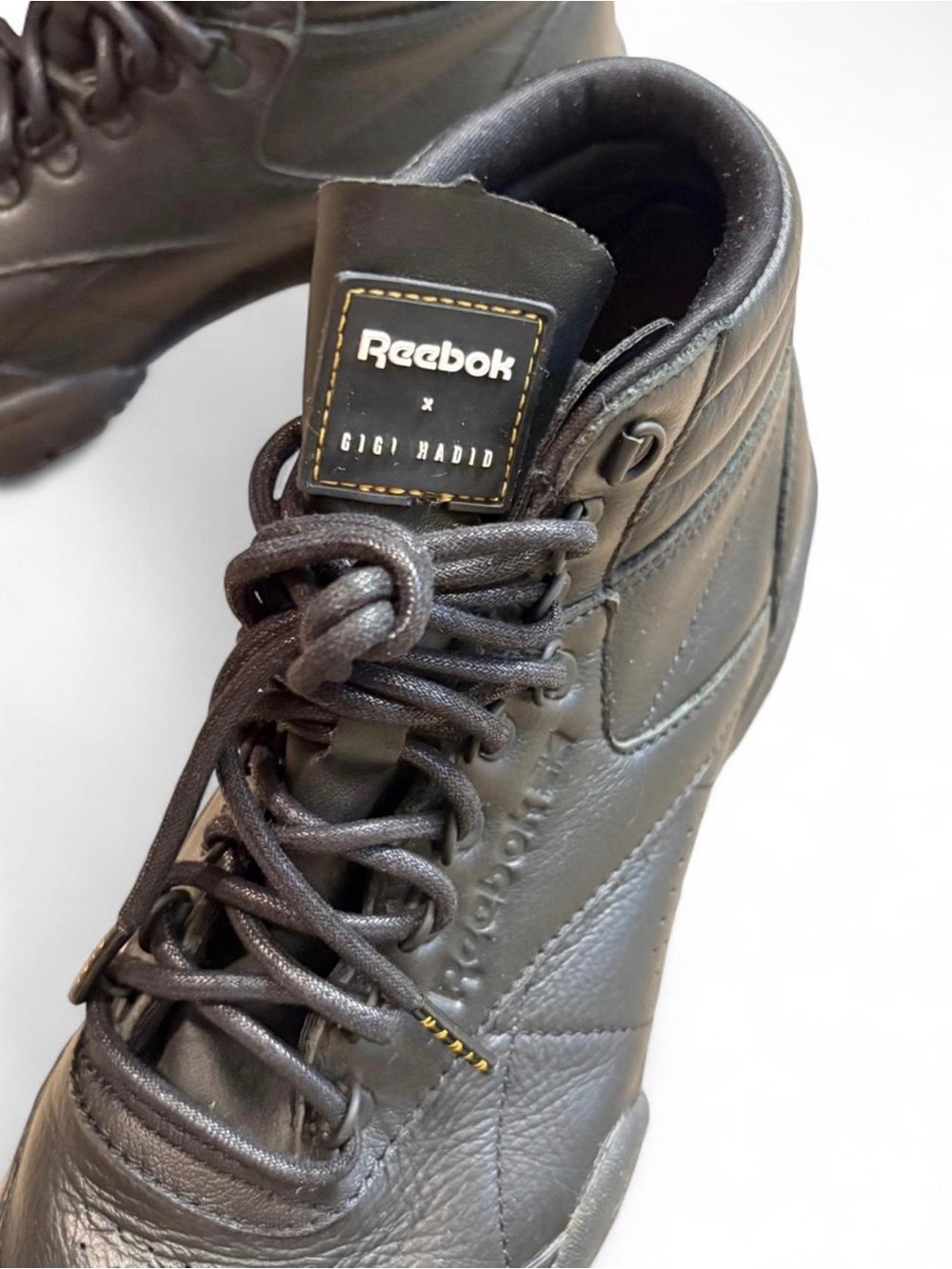 Reebok Gigi Hadid Black Lace-Up Leather Ankle Boots